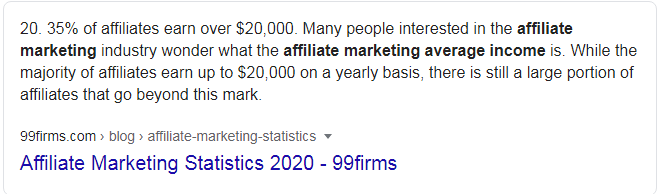 Affiliate Marketing average earning