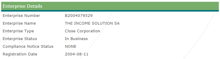 Tissa Company Registration Details